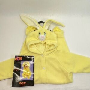 Infant Bunny Costume 0–6 Months Yellow Fleece One Piece Hooded Jumpsuit NEW VTG